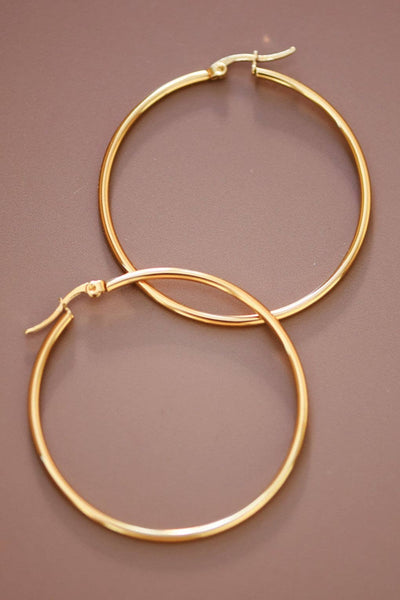 18K Gold Plated Waterproof Stainless Steel Hoop Earrings