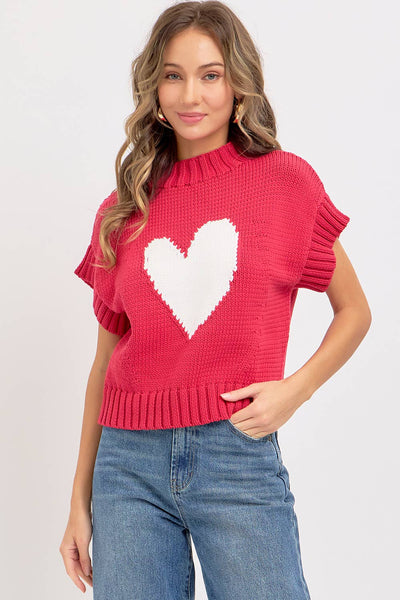 Heart Sweater in Strawberry Red