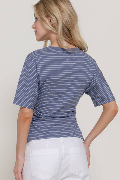 Dolman Stripe Knit Top in Blue