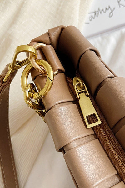 Vegan Leather Woven Crossbody Bag