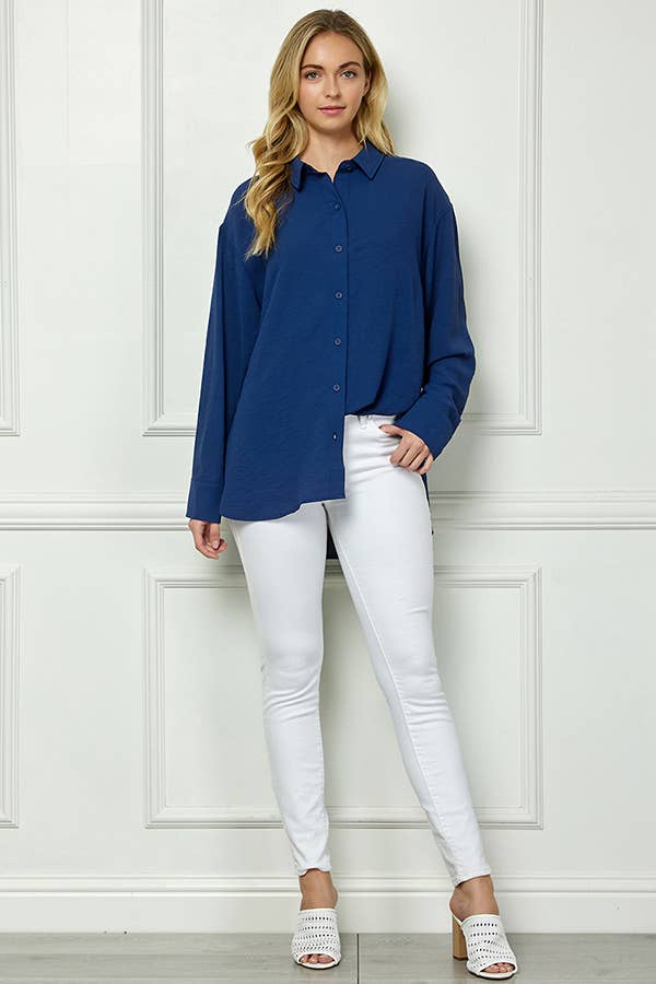 Oversized Boyfriend Light Weight Shirt in Navy