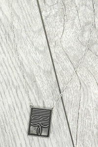 Western Boot Stitch Rectangle Pendant Necklace