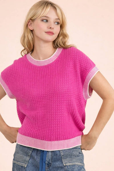 Sleeveless Sweater in Hot Pink