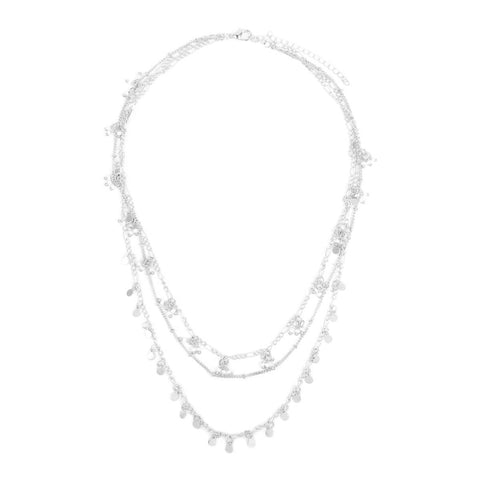 Three Layered Small Chain Necklace in Silver