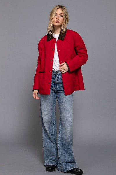 Quilted Puffer Jacket in Red