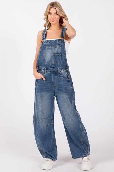 Washed Black Denim Overall