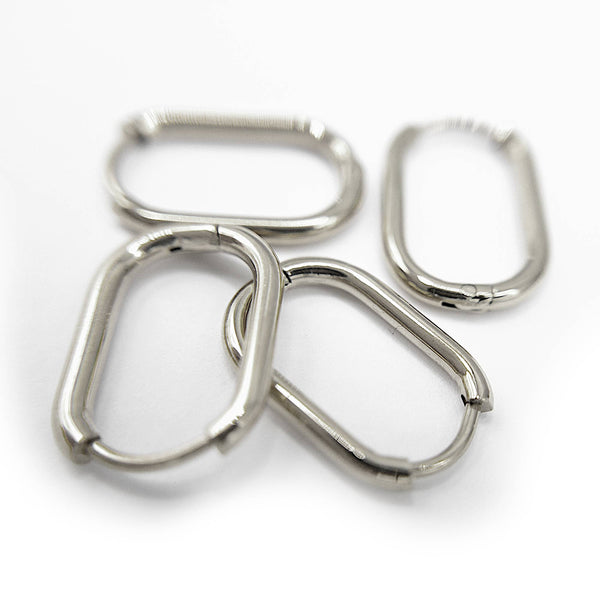 Oval Huggie Hoop Earrings • Surgical Steel • Non-Tarnish