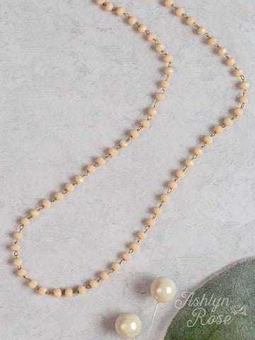 Rose Light Pink And Gold Beaded Necklace