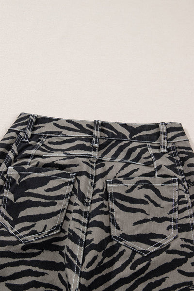 Zebra Stripe Barrel Leg Jeans