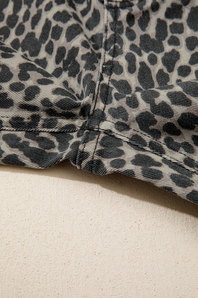 Leopard Wide Leg High Waist Jean in Black