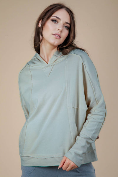 Raw Edge Cute Detail Hoodie Knit Top