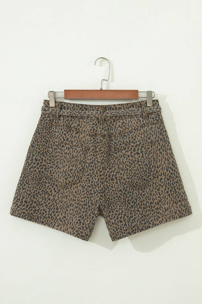 Leopard Print Denim Shorts