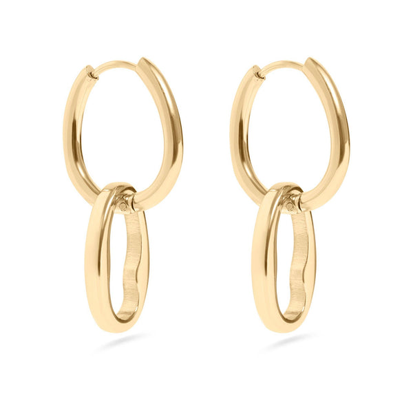 Waterproof Interlocked Oval Pendant Earrings