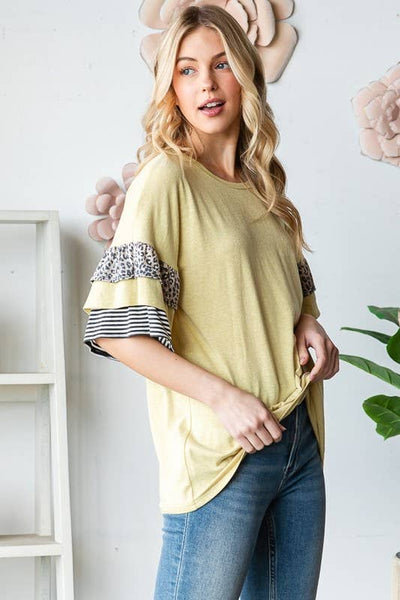 Ruffled Sleeve Top in Yellow