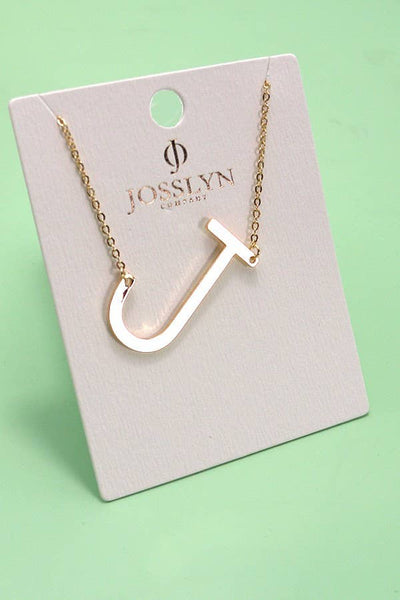 Oversized Sideways Initial Necklace in Gold