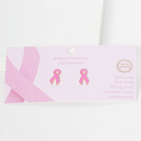 Breast Cancer Awareness Ribbon Earrings