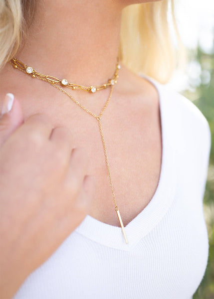 Rhinestone Paperclip Chain Necklace