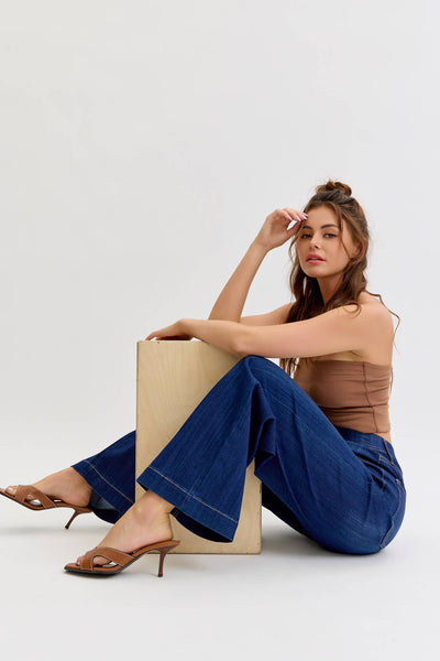 Comfort Pull-On Wide Leg Denim