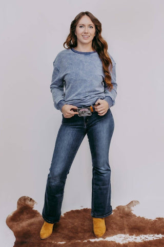 Acid Washed Sweatshirt in Navy