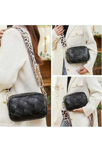 Leopard strap crossbody shoulder bag