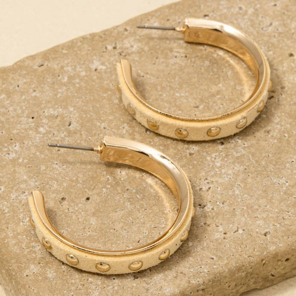 Studded Faux Suede Hoop Earrings