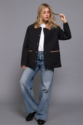 Quilted Puffer Jacket in Black