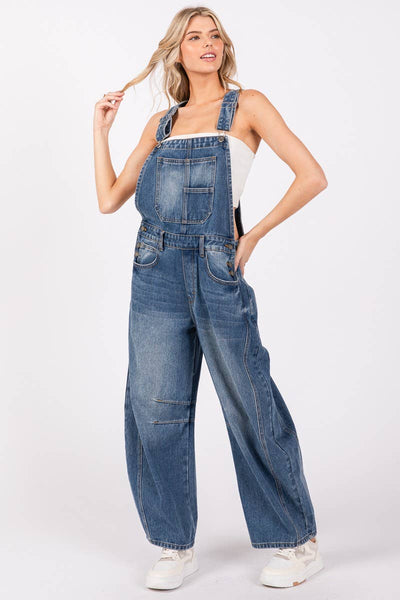 Washed Black Denim Overall