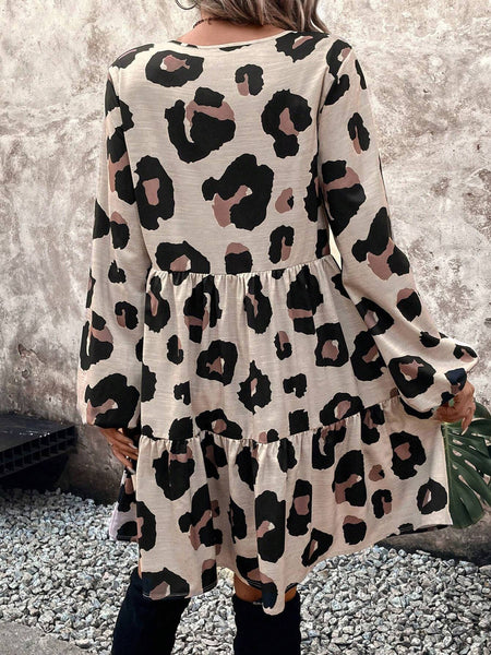 V-neck Leopard Print Dress