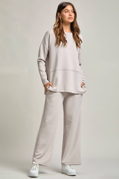 Travel Modal Set Tunic Top + Straight Pants in Grey