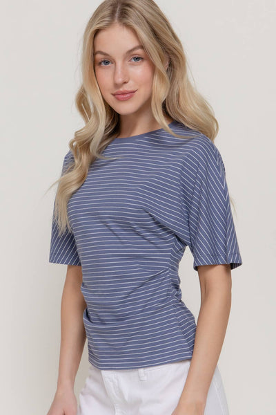 Dolman Stripe Knit Top in Blue
