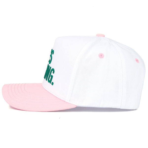 He's Golfing Embroidered on Two Tone Trucker Hat