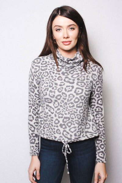 Animal Print Cowl Neck Top