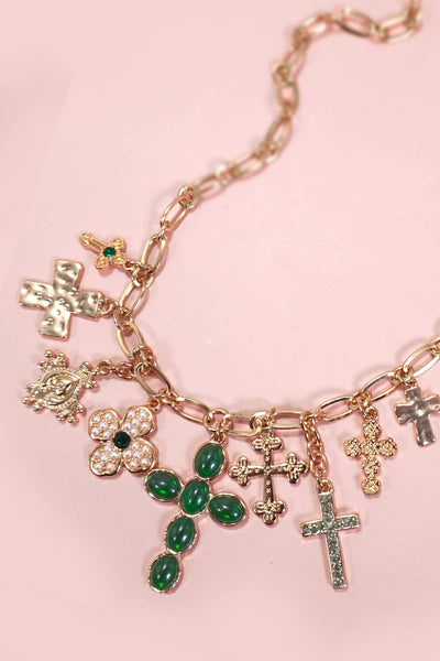 Multi Cross Charm Necklace