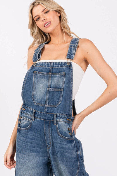 Washed Black Denim Overall