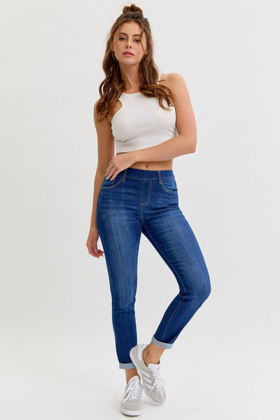 Dark Mid Rise Pull-On Crop Skinny by Cello
