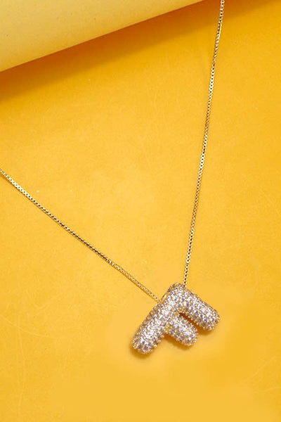 Rhinestone Bubble Initial Necklace