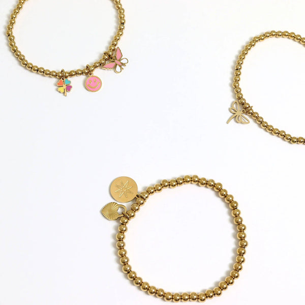Gold Beaded PVD Stainless Stretch Bracelet