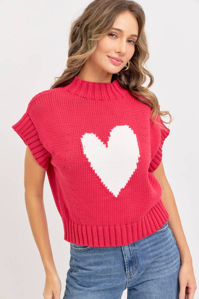 Heart Sweater in Strawberry Red