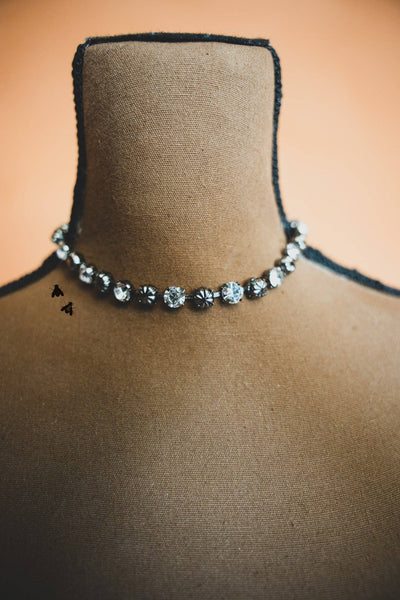 Dolly Shines Gunmetal Crystal Choker