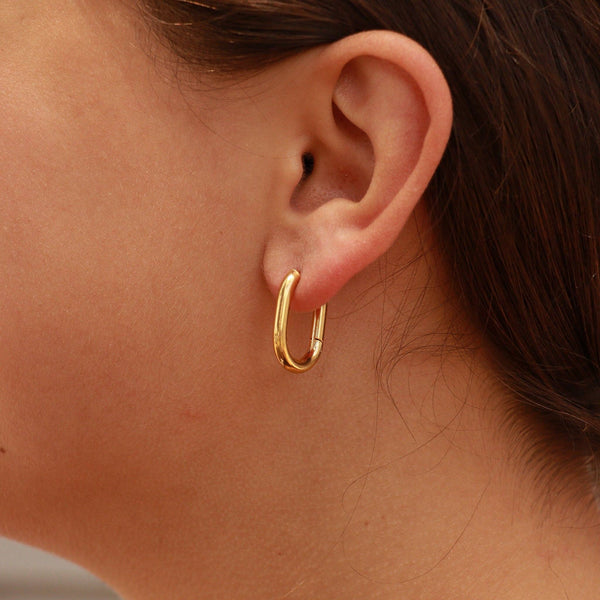 Hypoallergenic Oval Huggie Earrings