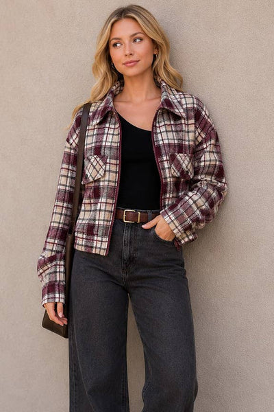 Fall Vibes Plaid Print Jacket
