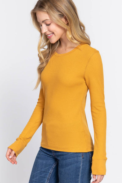 Thermal Knit Top in Mustard