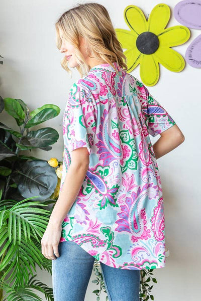 Mandarin Collar Paisley Top