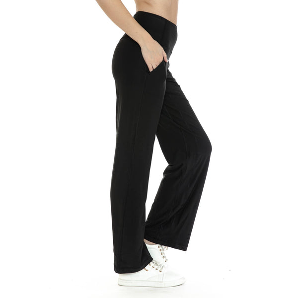 Wide Leg Activewear Pants in Black
