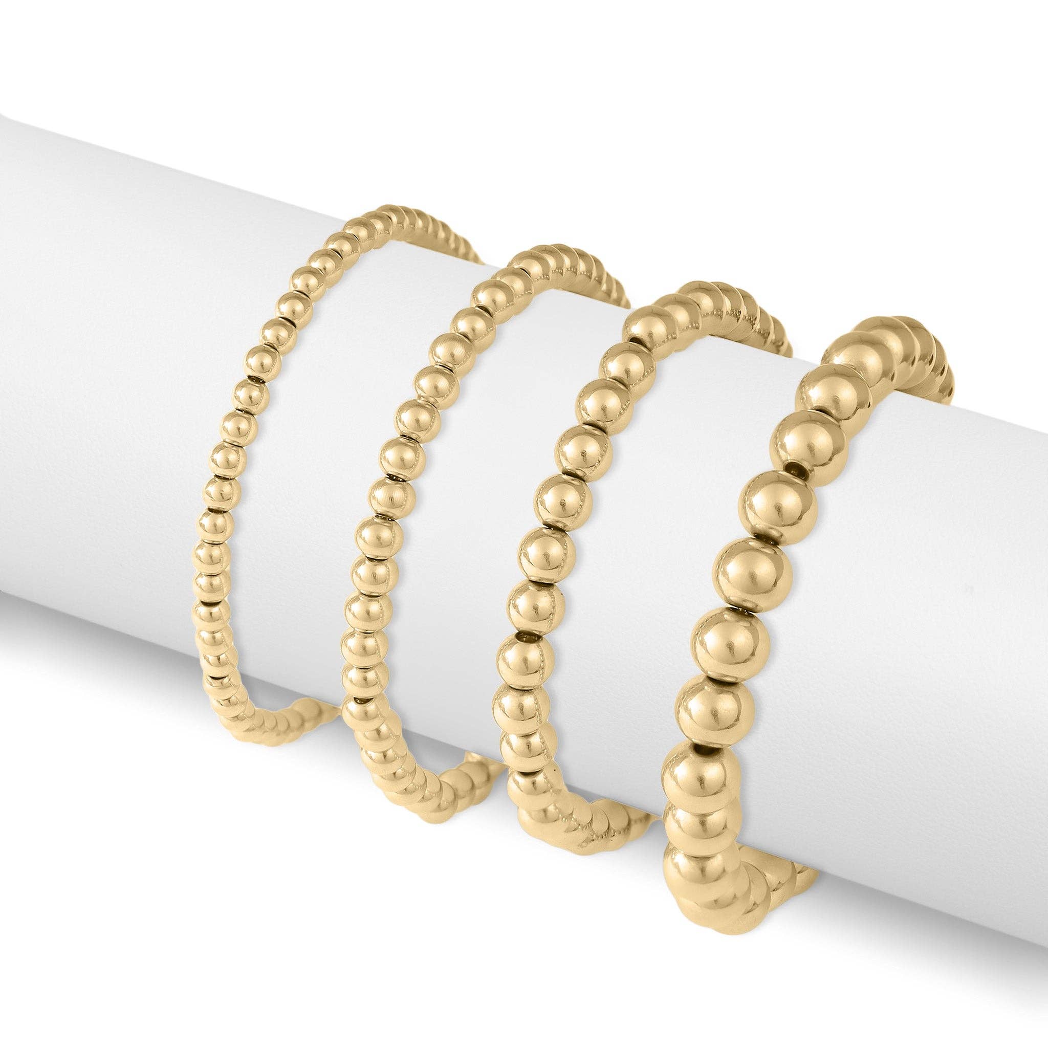 Gold Beaded PVD Stainless Stretch Bracelet