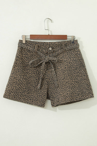 Leopard Print Denim Shorts