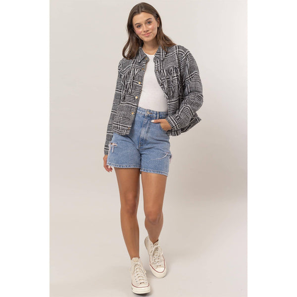 Plaid Fringe Jacket