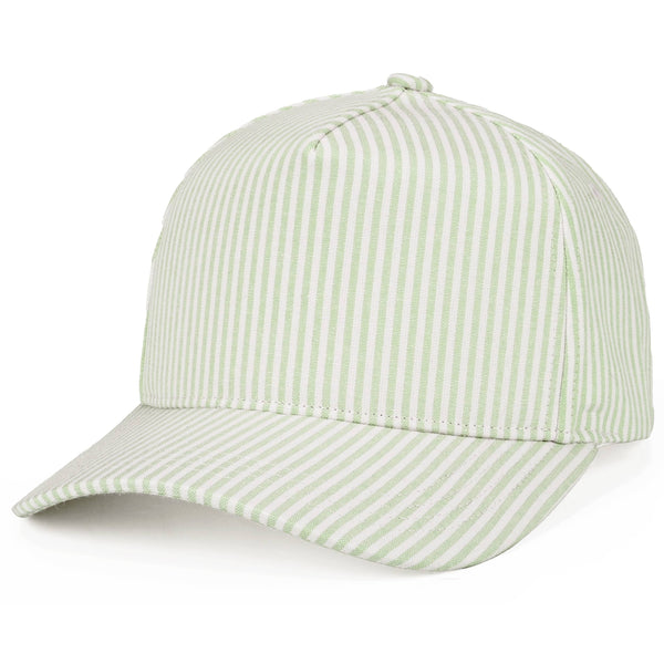 Stripe Pattern Criss-Cross Ponytail Trucker Hat