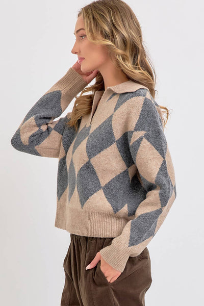 Diamond Pattern Knit Sweater