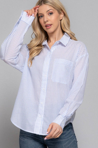 Striped Button-Down Shirt in Blue